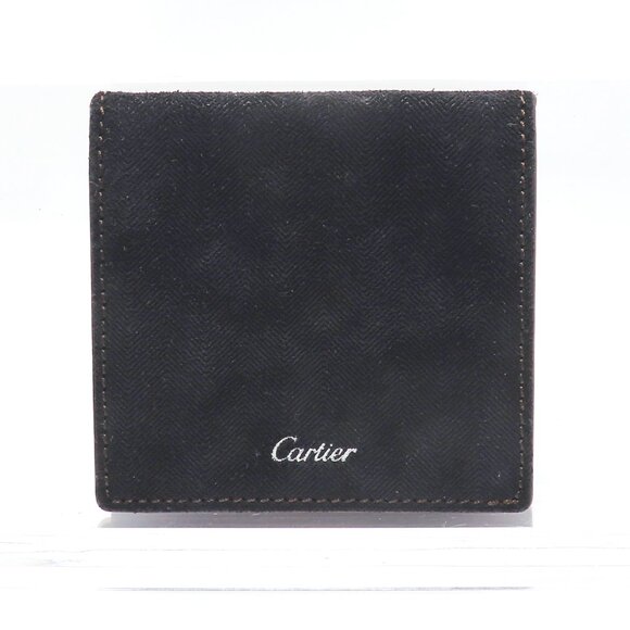 Cartier Paris Vintage Coin Wallet Black Suede & Burgundy Leather – Snap Closure